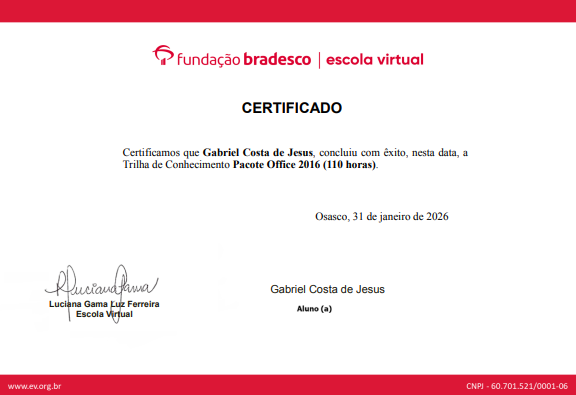 Certificado Pacote Office — Gabriel Costa de Jesus (gabrielcosta-js)